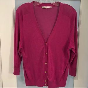 Trina Turk lightweight pink cardigan gold buttons